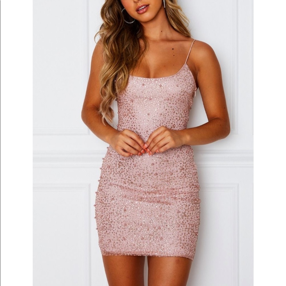 NWT Made you look mini dress rose gold